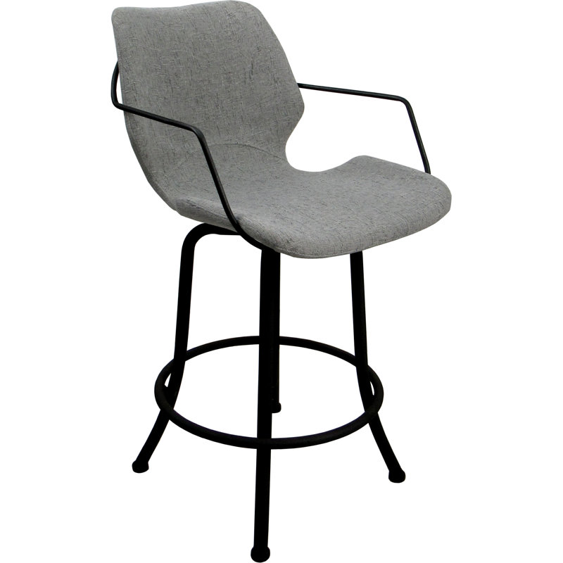 Tabouret de bar pivotant en métal - siège de 30 po, Noir, Gris