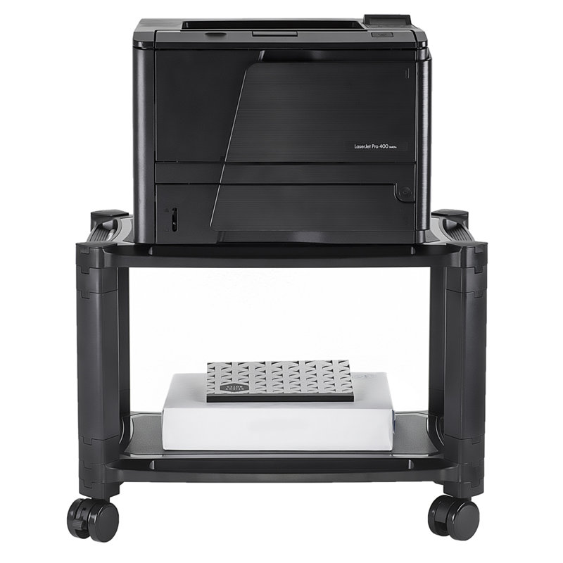Black Adjustable Rolling Printer Stand with Storage Tray