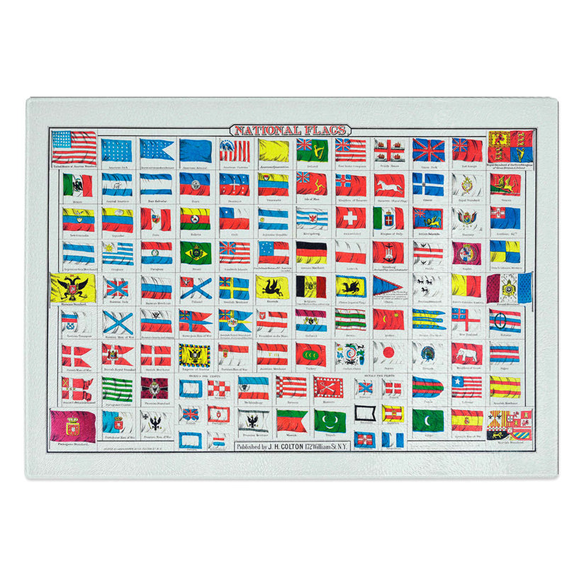 Tempered Glass National Flags Chopping Board, 39 cm W x 28.5 cm L
