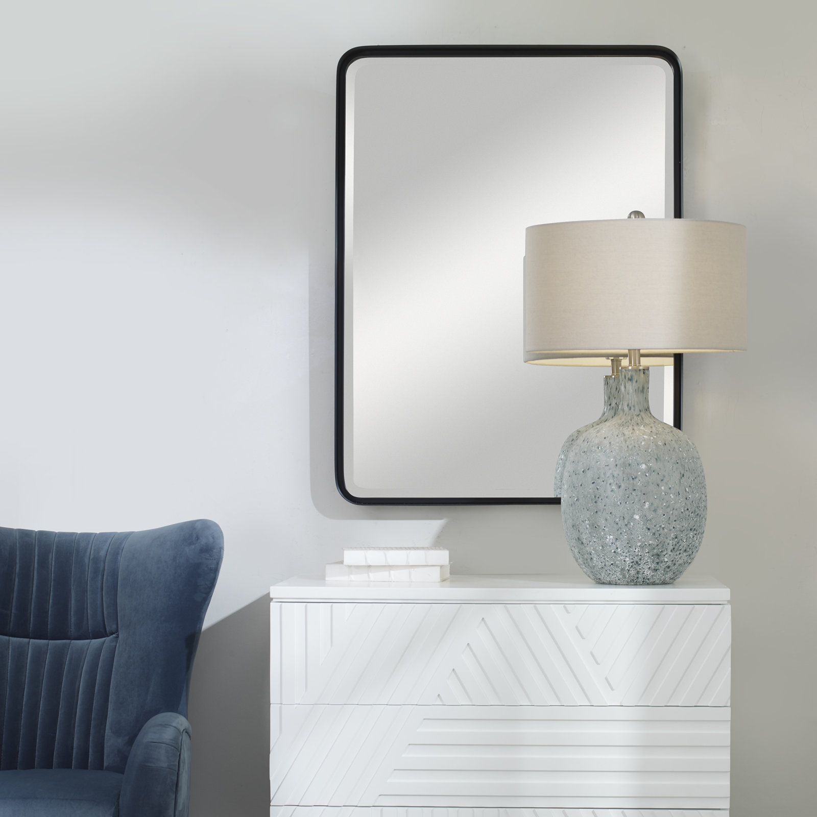 Rylie Metal Rectangle Wall Mirror, Black, 40" x 30"