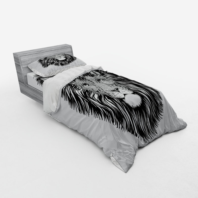Ensemble de housse de couette éclectique en microfibre noir / blanc, Housse de couette simple + 6 pièces supplémentai