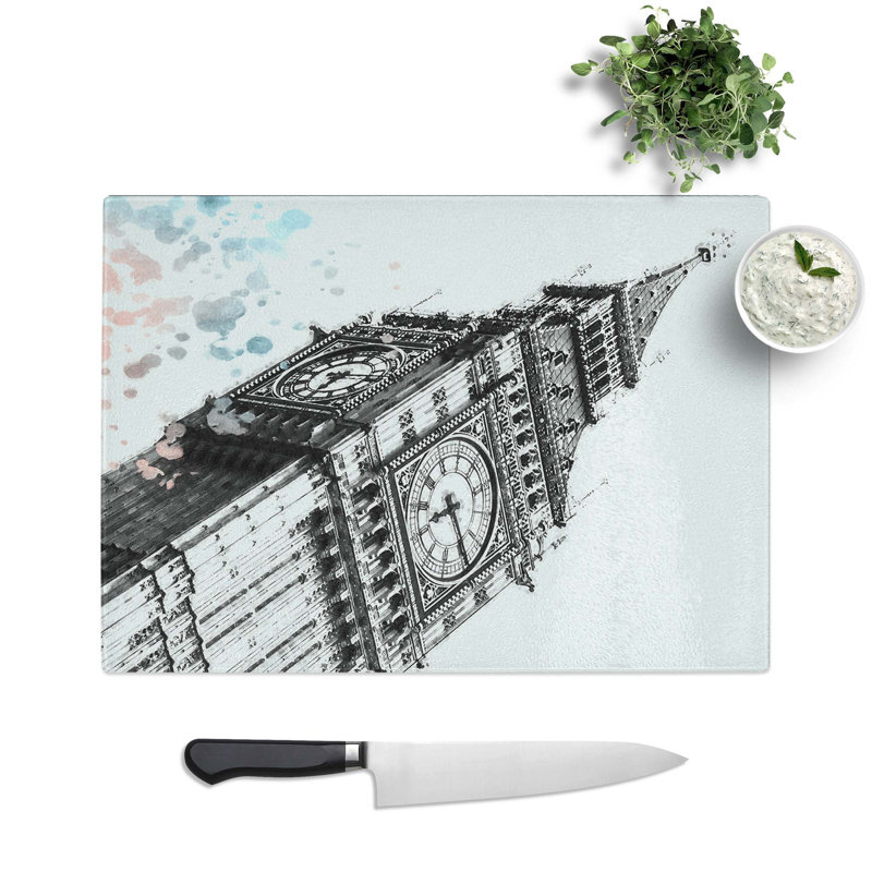 Tempered Glass Big Ben in London Chopping Board, 39 cm W x 28.5 cm L