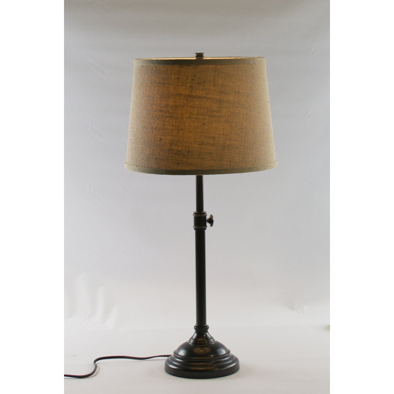 Caitlynne Metal Table Lamp, Natural Burlap, Oil-rubbed Bronze