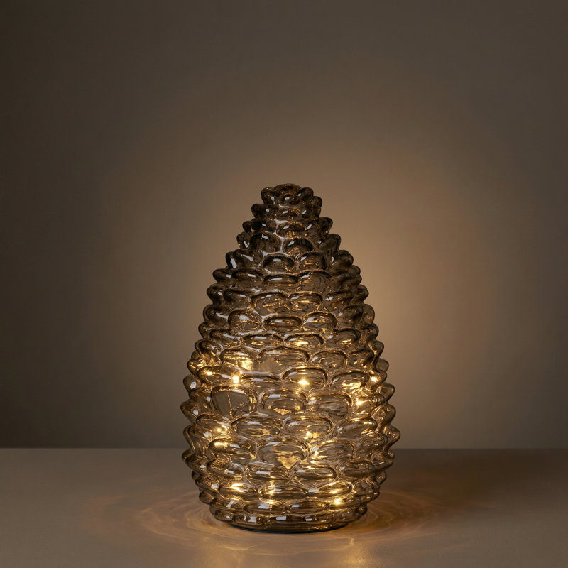 Lampe d'appoint en verre 6 po avec guirlande lumineuse DEL , 6 po de hauteur, Gris fumée