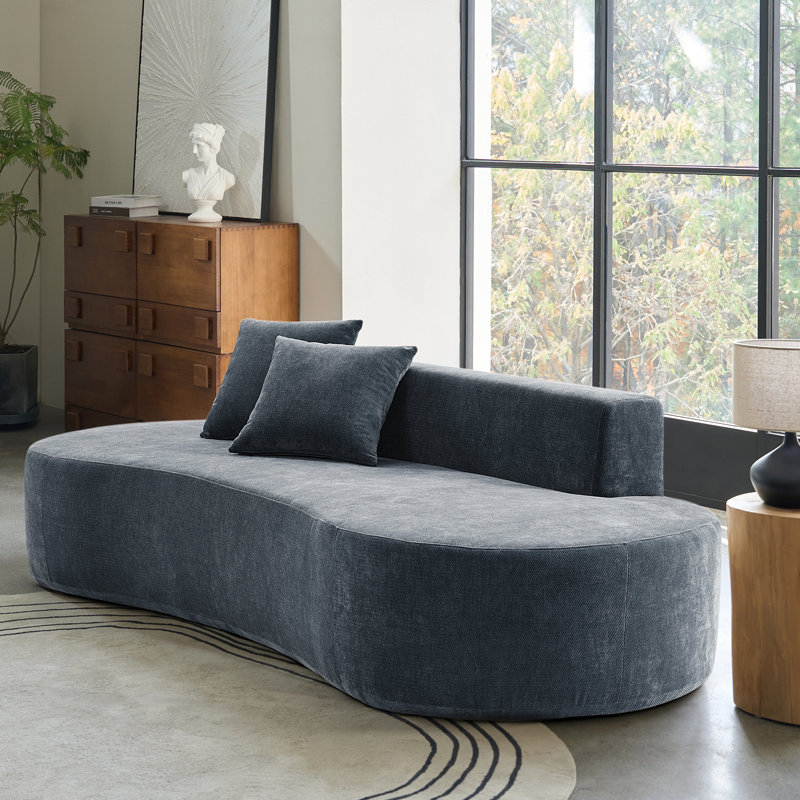 Canapé à compression haute densité 94 po avec 2 coussins Nerio, Bleu