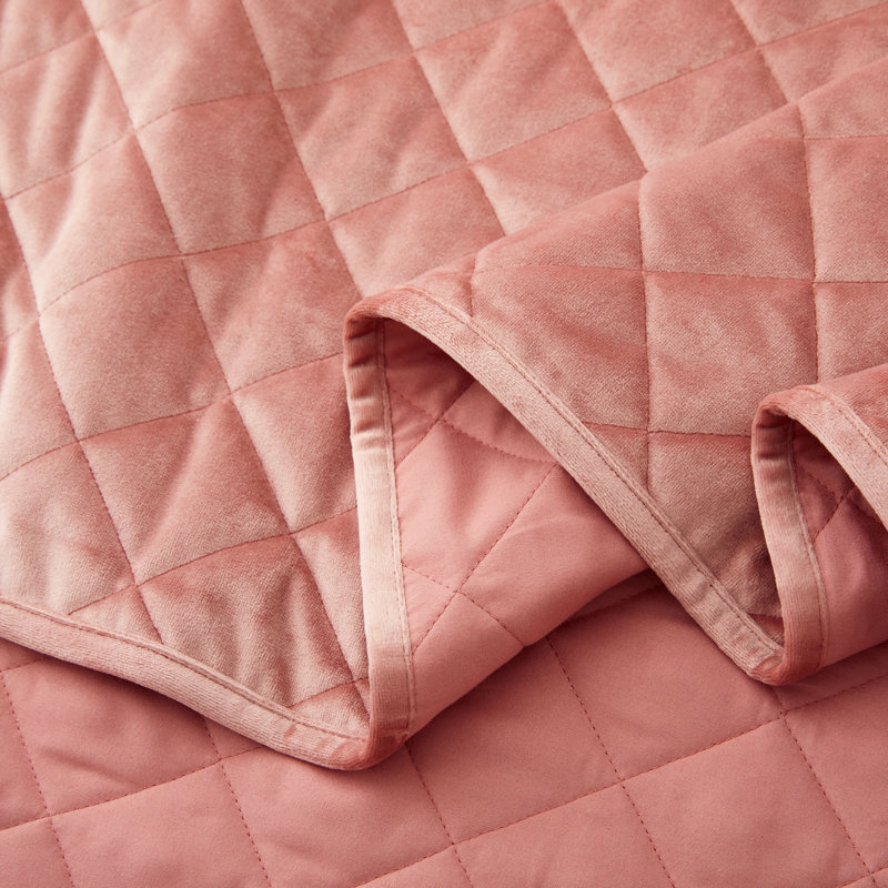 Polyester Waffle Coverlet, Queen Size + 2 Standard Pillowcases, Pink