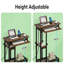 Table d'appoint avec roulettes, table mobile en C durable, bureau étroit, station de charge pratique
