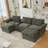 U Shaped Modular Sectional Sofa With Storage, Wireless Charging, Bluetooth Speakers, And Movable Footstools For Ultimate Comfort And Entertainment-899501095