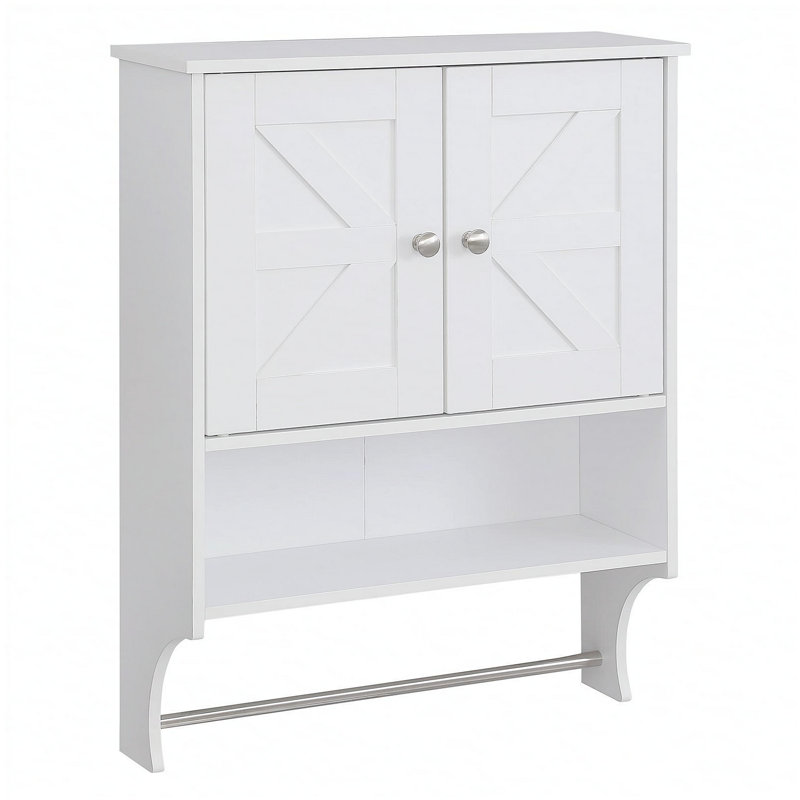 Over The Toilet Storage Cabinet,Farmhouse Medicine Cabinet with 2 Door and Adjustable Shelves,21.65 x 7.1 x 27.6 Inches, Bathroom, Living Room, White