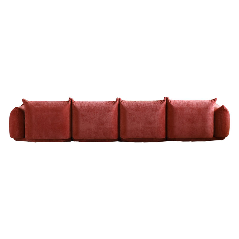 Canapé modulaire rembourré 4 places Cath, Chenille orange