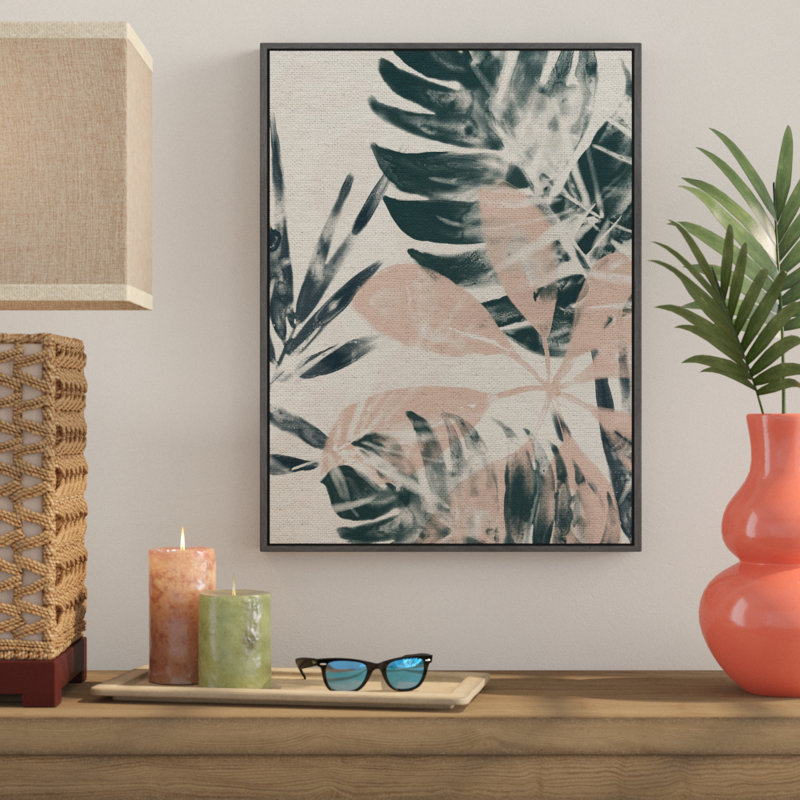 Tropical Blush IV - Floater Frame Print on Canvas, Grey Framed, 46 cm H x 30 cm W 