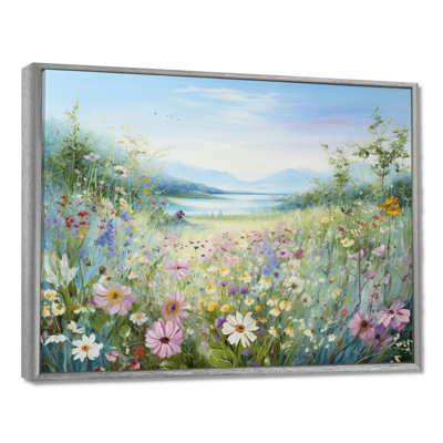 Simplity Wreath Green Flower Field - Flower Field Large Wall Art