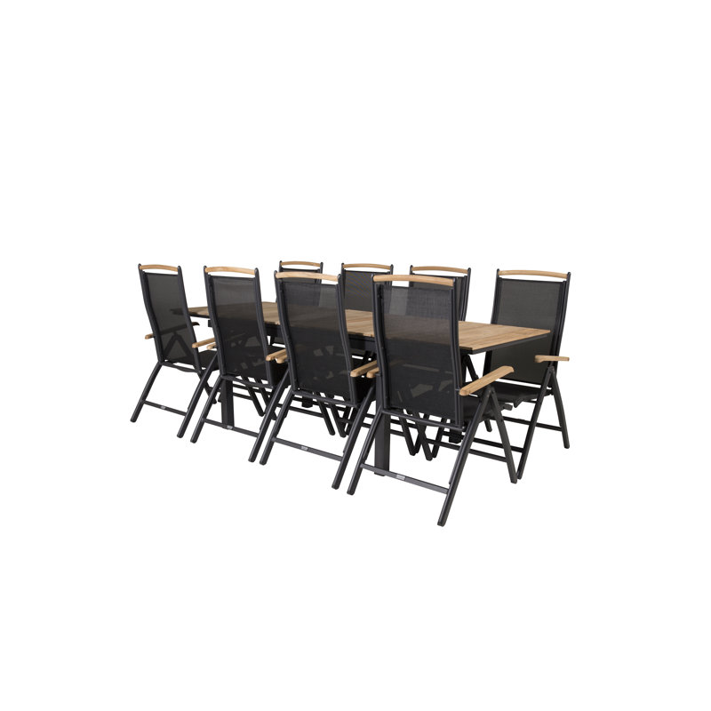 Anoki 8 - Person Teak Patio Dining Set with Extendable Rectangular Table