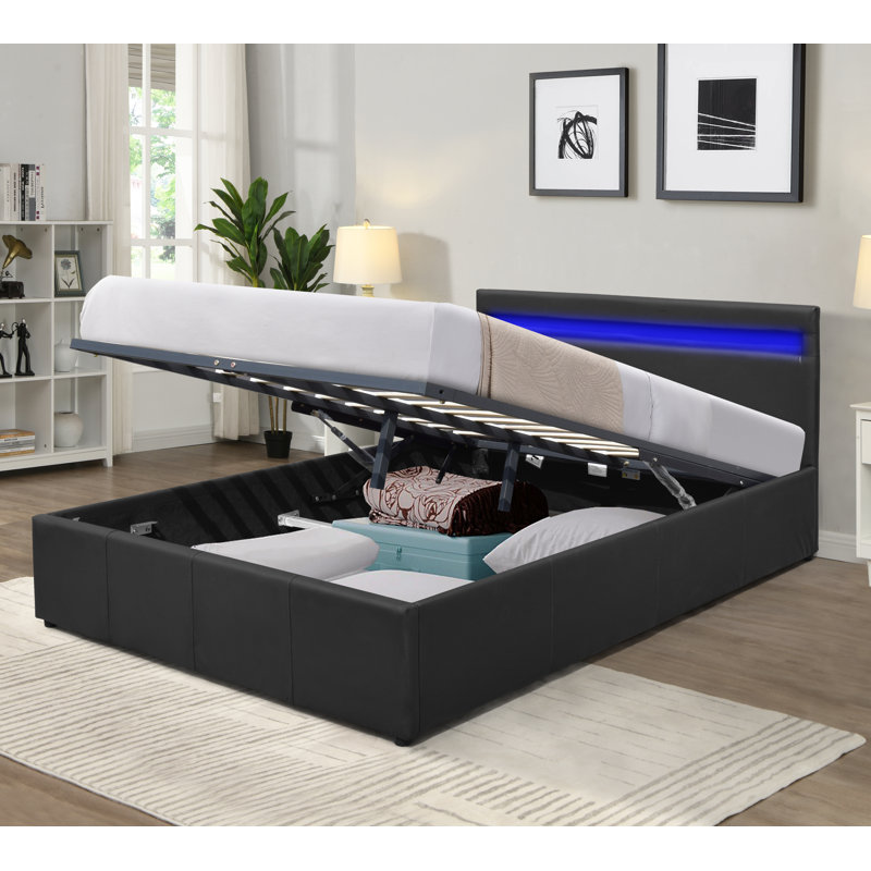 Cadillon Upholstered Ottoman Storage Bed, Black, Small Double (4')