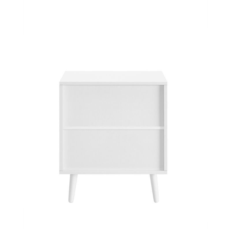 Vansant 1 - Drawer Nightstand with Drawer and Open Compartment, Solid Wood Legs, White