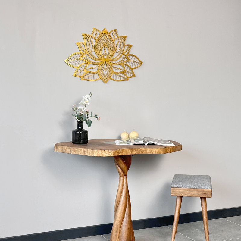 3D Lotus Mandala Metal Wall Art – Spiritual Lotus Flower Décor, Multisize Modern Wall Décor, 23" H x 36" W, Gold