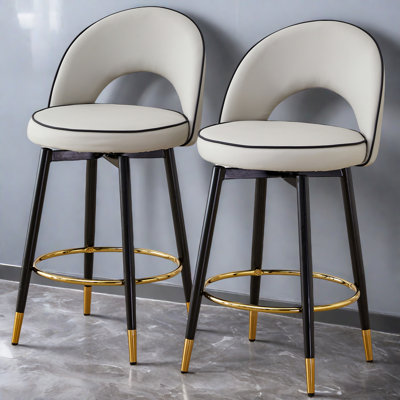 Tabourets de bar pivotants de 36 po de hauteur, chaises de bar modernes en polyuréthane avec pieds en métal pour la salle à manger, la cuisine, la terrasse et les invités (ensemble de 2)