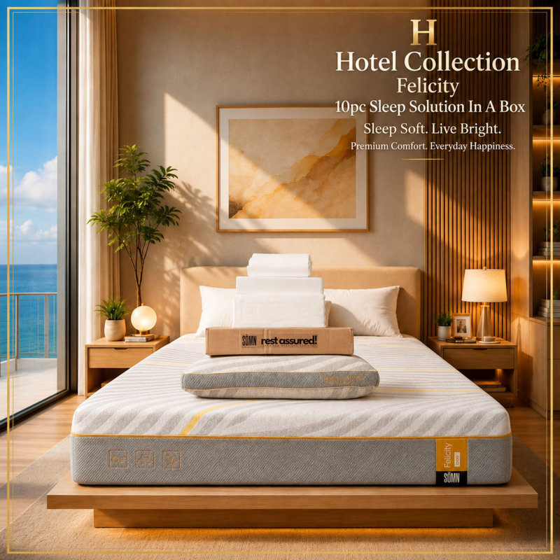 Ensemble de 10 pièces de matelas en mousse à mémoire de forme infusée de cuivre dans une boîte 10 pièces Sömn Company Rest Assured Felicity Hotel