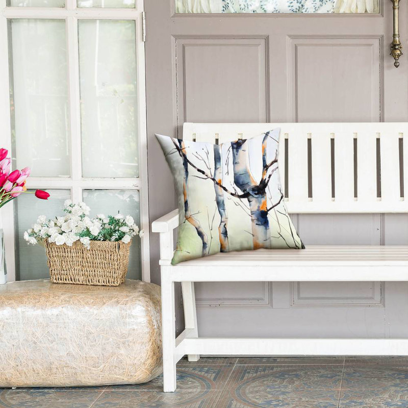 Three Small Birch Trees Outdoor Throw Pillow - Gray Home Decor