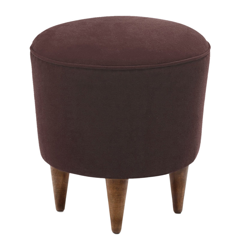 Upholstered Ottoman, Brown Polyester
