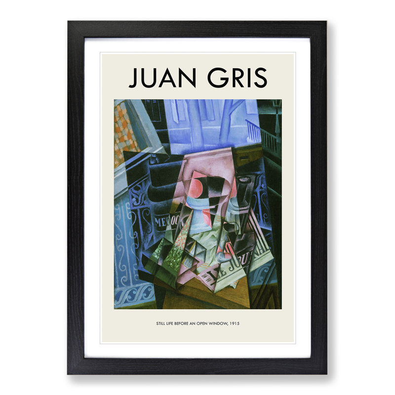 An Open Window by Juan Gris - Picture Frame Painting, Black Framed, 36cm H x 27cm W x 2cm D