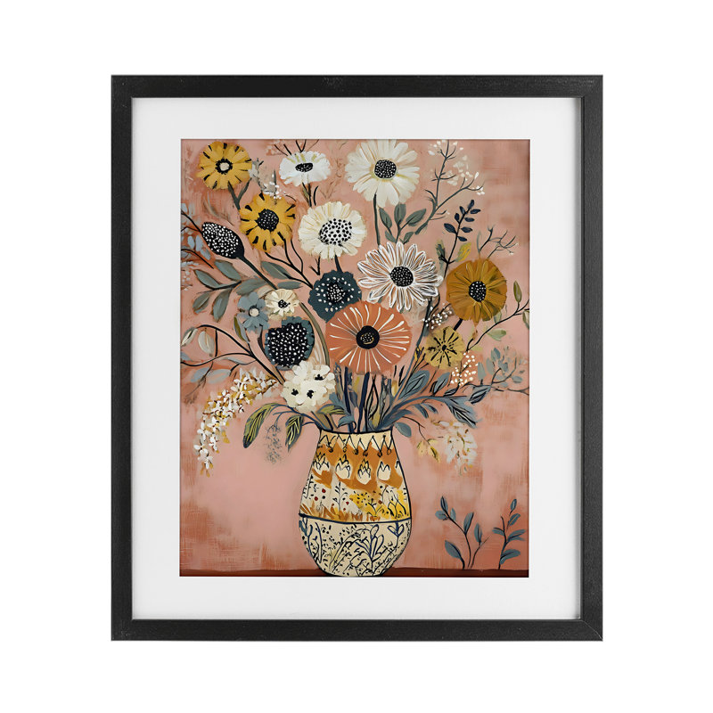 Reproduction encadrée sous verre Boho, Cadre noir minuit, H 16 po x l 13 po