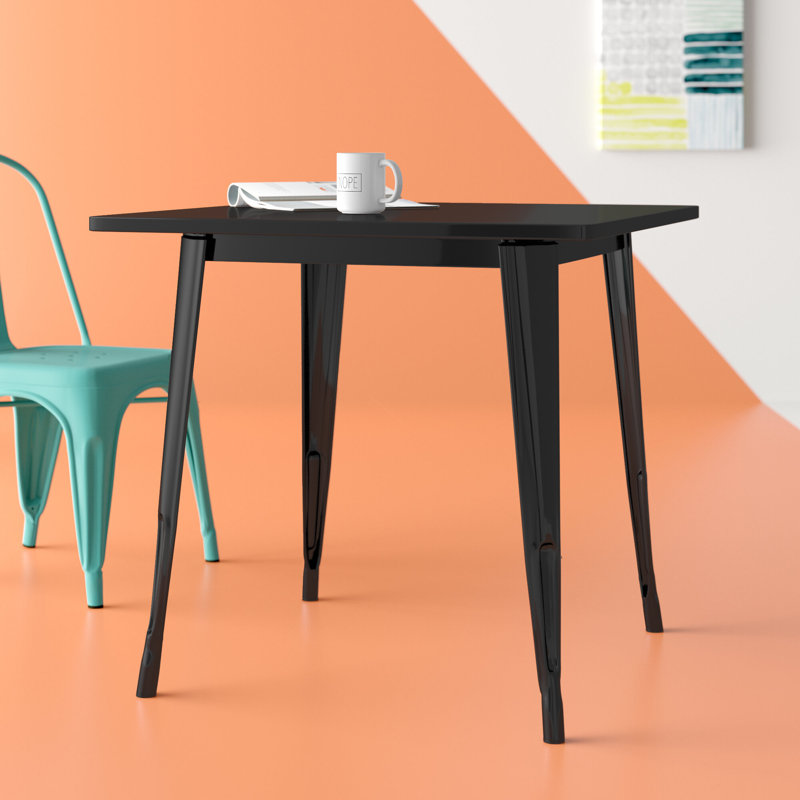Feodora 31.5'' Square Metal Indoor-Outdoor Table, Black