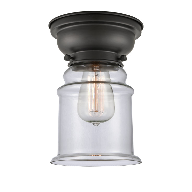 Plafonnier encastré 1 lumière 6,25 po Alexandira, Ampoule non incluse, Transparent, Noir mat