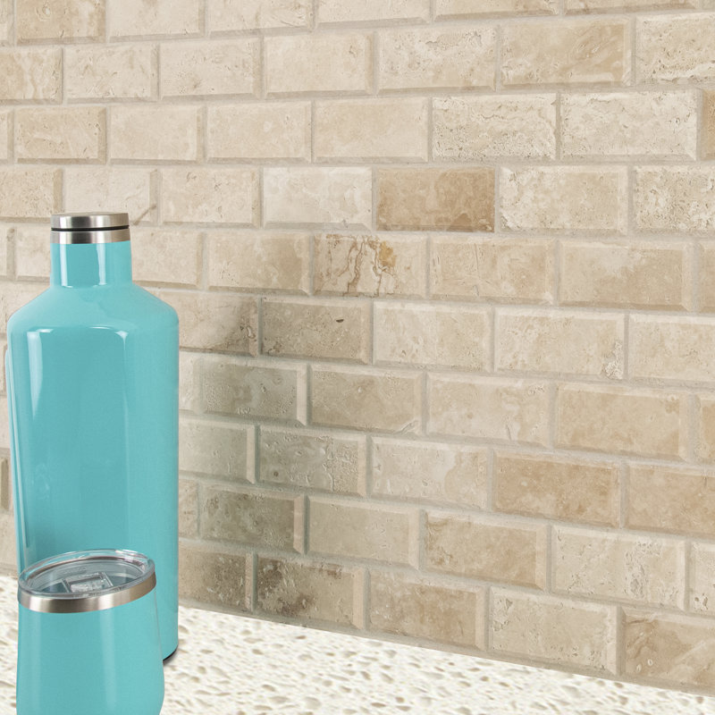Marzana Cream Subway 12 in. x 12 in. Honed Travertine Mosaic Floor and Wall Tile