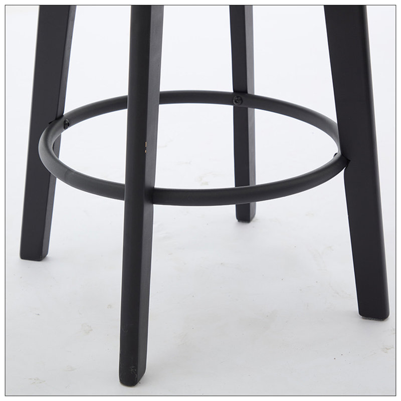 Modern  Swivel Bar Stools Velvet Barstools Button Tufted Bar Stools Rivet Trim Bar Stools For Kitchen Island,Bistro, With Metal Pull Ring Sturdy Footrest Large Backrest For Home Bar