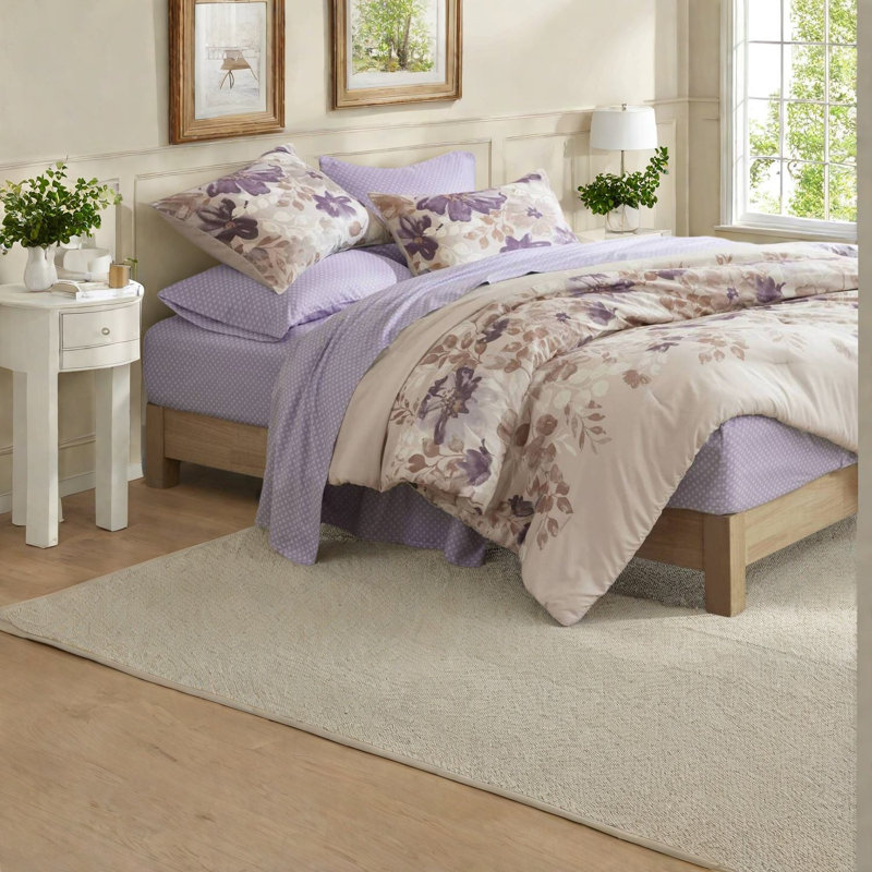 Soft King Bedding Sets, Polyester Floral Taupe Style For Modern Home