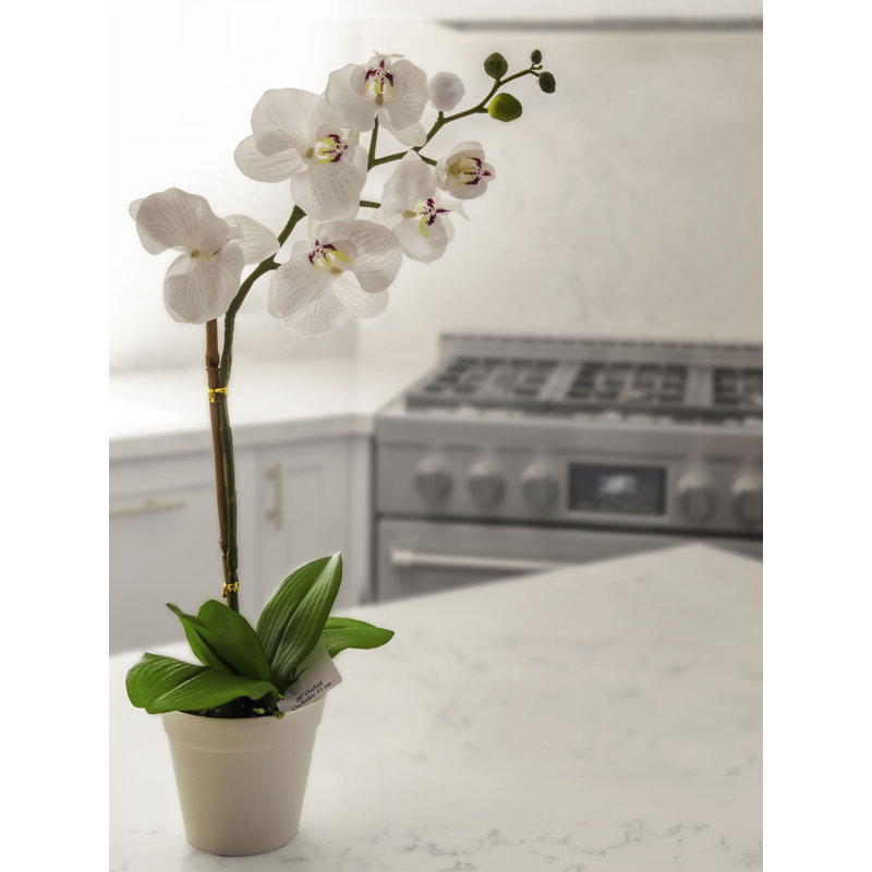 Pot à fleurs décoratif en fausse orchidée blanche 20 po Algreen
