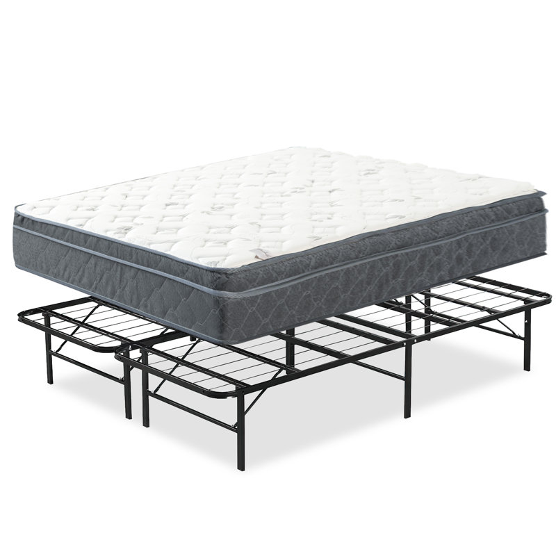 Zilwaukee 12" Medium Firm EuroTop Pocket Coil Hybrid Mattress, For the Best Sleep, With 14" Metal Platform Bed, Full