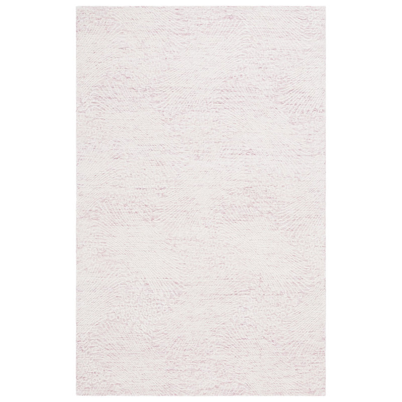 Mayreli Hand Tufted Wool Cotton with Latex Abstract Rug in Ivory/Pink, Rectangle 3' x 5'