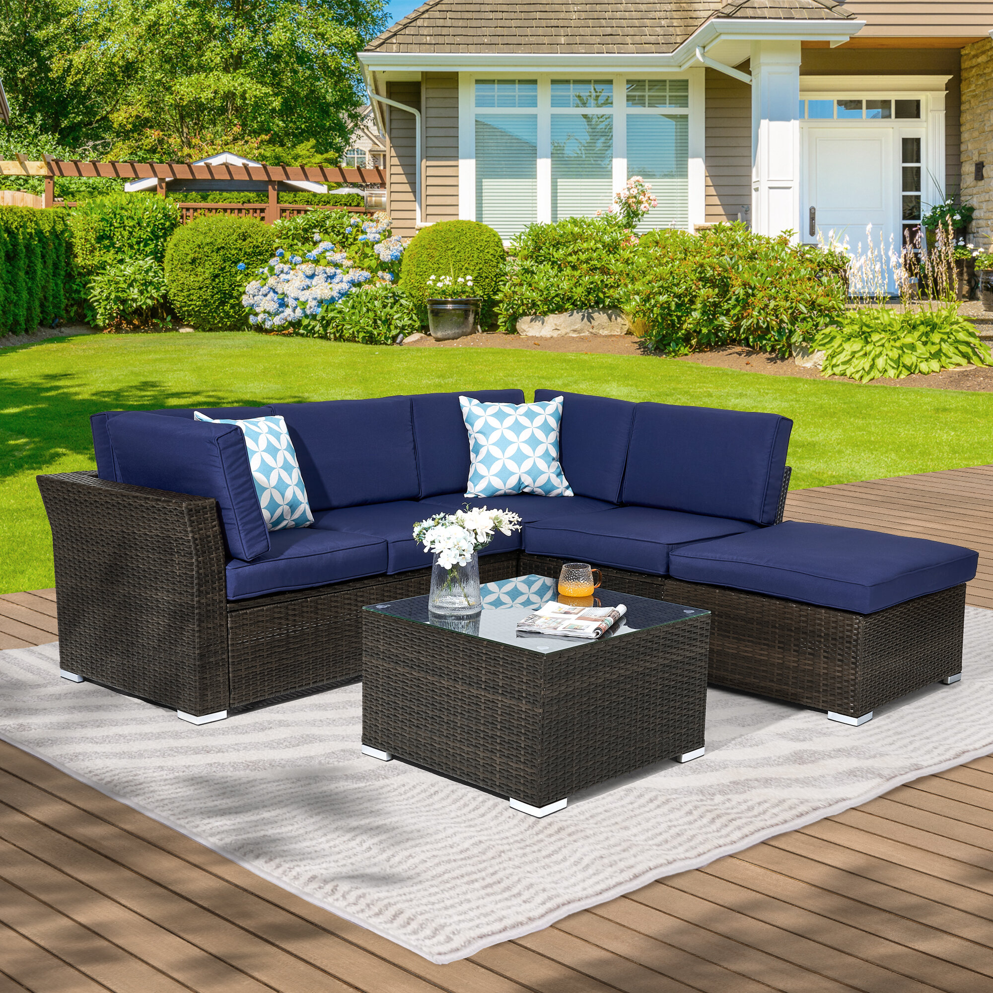 Red Barrel Studio® 5 - Person Outdoor Seating Group with Cushions | Wayfair