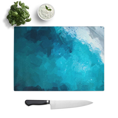 Tempered Glass Wave Against Swanbourne Beach in Abstract Chopping Board