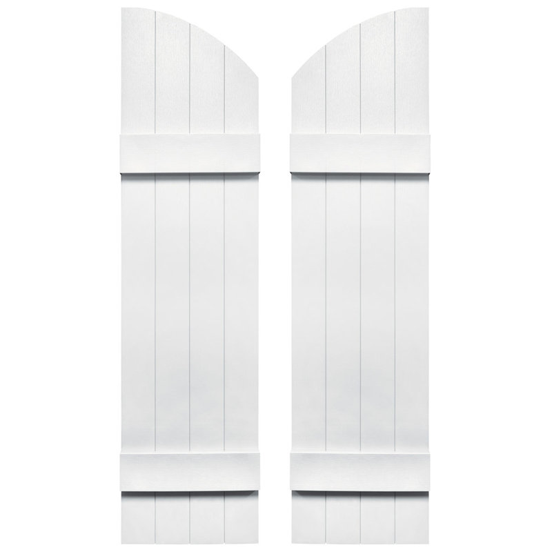 Builders Edge, paire de volets standard à quatre planches jointes avec arche, planche-n-lattes, Blanc, 45 po