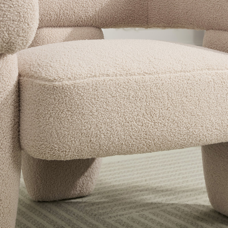 Fauteuil moderne rembourré à larges accents, Brun clair (kaki)