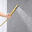 Robinet de baignoire pour salle de bain - Fixé au sol, or brossé, avec poignée levier et douchette à main polyvalente-120951965
