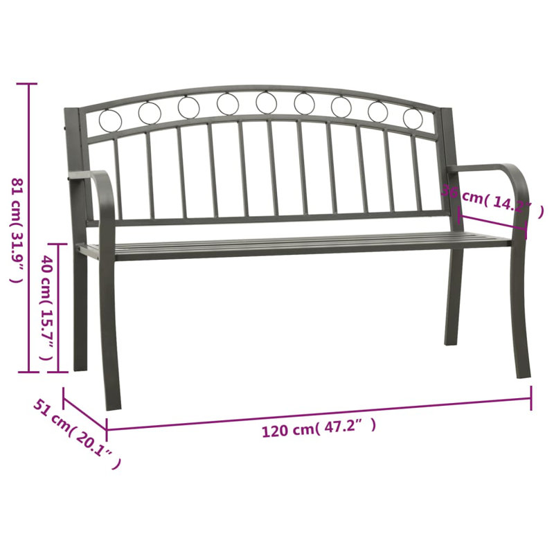 Yokum Powder Coated Steel Outdoor Bench