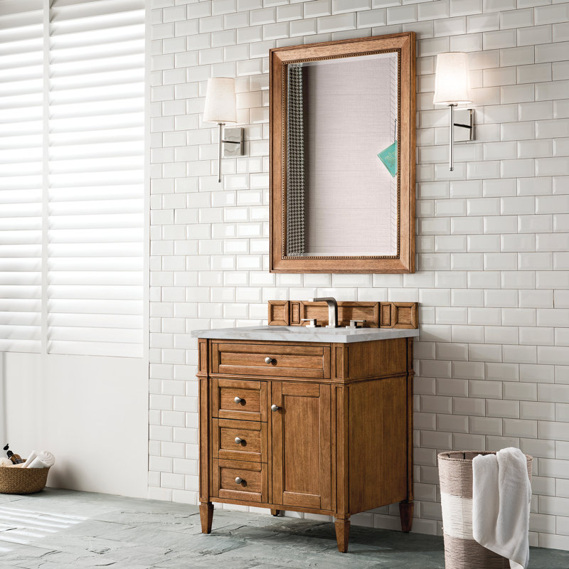 Brittany 30'' W Single Vanity, Victorian Silver, 8" Widespread, Saddle Brown