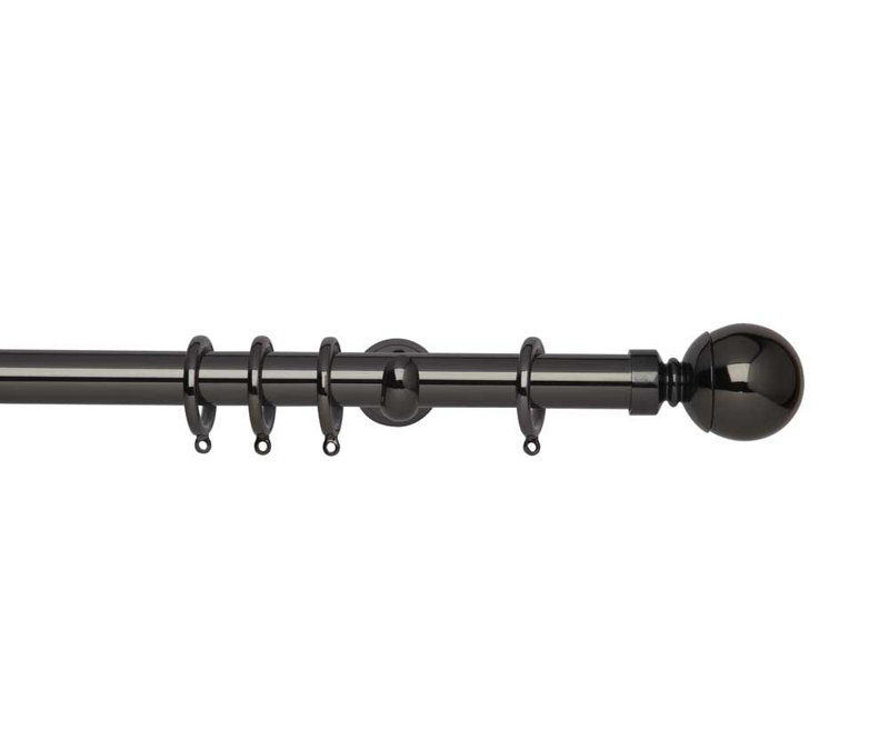 Single Curtain Pole, Black Nickel, 300cm W