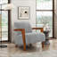 Fauteuil d'appoint ultra-moderne gris clair pour adultes, siège en mousse de tissu à structure en bois massif, mobilier de salon, 1 pièce