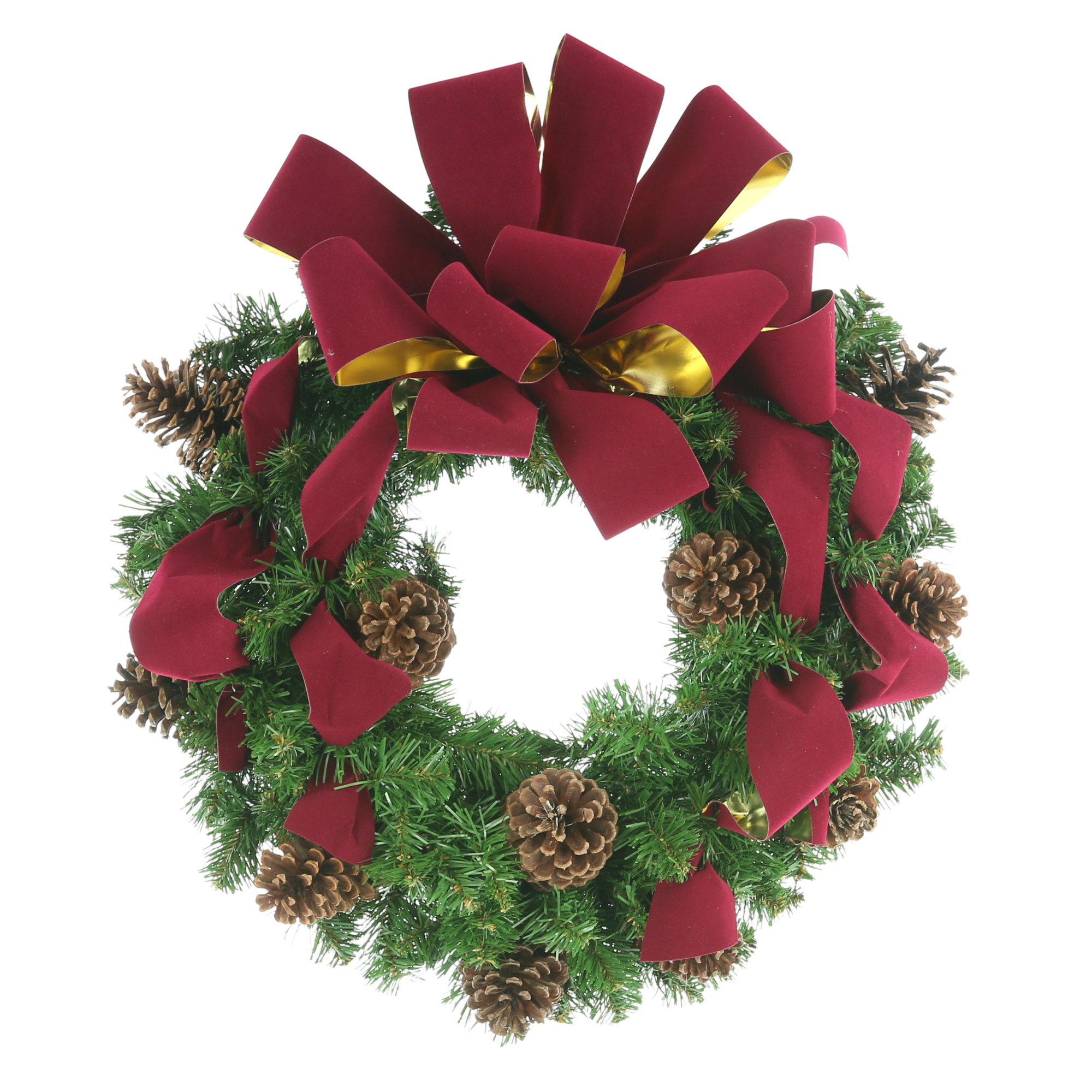 Poinsettia Wreath with Burgundy Bow