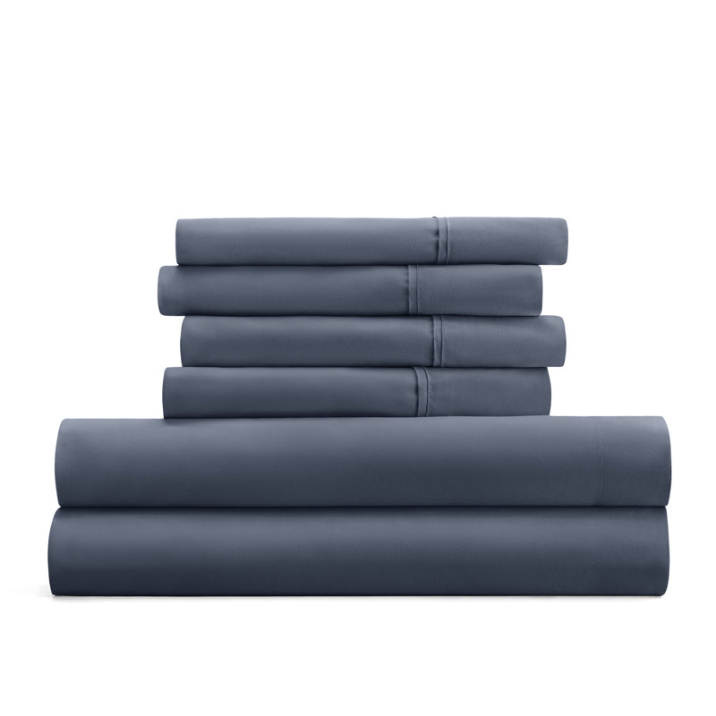 Ensemble de draps pour lit en microfibre brossée de 6 pièces Simply Soft, Ensemble de draps pour lit double + un drap-housse