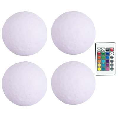  2/4Pcs Floating Pool Light with Remote 16 RGB Color Changing IP68 Waterproof Battery Powered Outdoor Swimming Pool Hot Tub Bathtub Glowing Ball Round Night Lamp