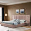 Grand lit tapissier en chenille avec table de chevet-1047647816