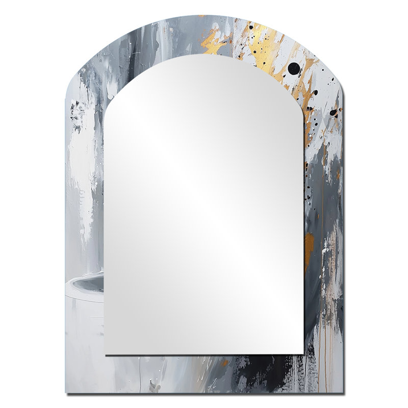 Gold Cheetahs Quick Call Accented With Grey II - Cheetah Arch Decorative Mirror, Modern Asymmetrical Wall Mirror, Printed Metal Art
