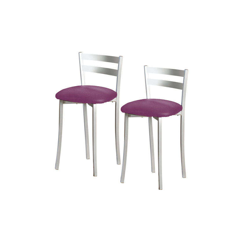 Filippina Upholstered Counter Stool with Metal Frame, Berengena