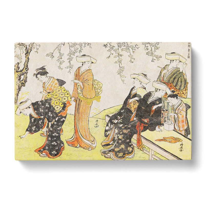 Women Gathering Flowers by Torii Kiyonaga - Wrapped Canvas Print, 40cm H x 60cm W x 3cm D